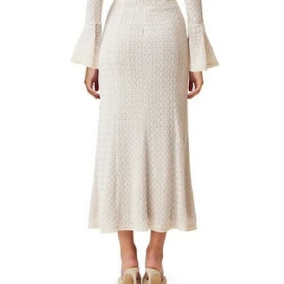 Elliatt Ivory Beige Bella Long Sleeve Textured Knit Dress - Picture 4 of 5
